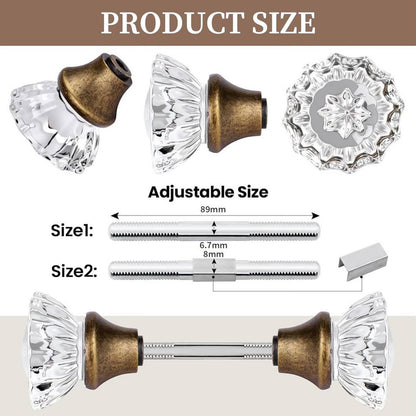 2 Pack Glass Door Knobs Interior Mortise Lock Replacement Set With Spindle