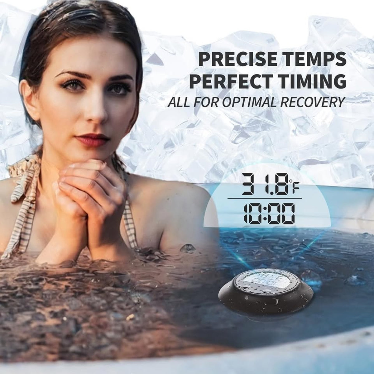 Silicone Cover Ice Bath Thermometer With Timer, Waterproof Floating Water Thermo