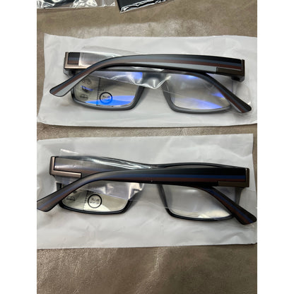 2 Pack Excellent Unbreakable Progressive Multifocus Reading Glasses For Men, TR90 Thick Frame Blue Light Blocking Glasses Anti UV/Eye Strain Computer Readers No-Line Multifocal Eyeglasses, 1.5x