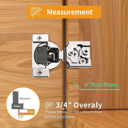 Chibery 10 Pack 3/4"Overlay 4D Soft Close Concealed Hinges For Face Frame Door