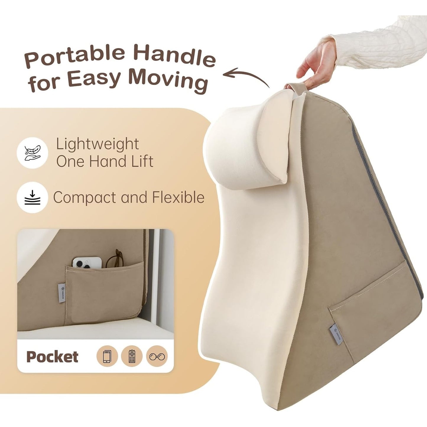 Vekkia 21” Back Rest Pillow With Dual-Layer Foam For Reclining And Sitting