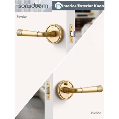 1 Pack Gold Door Lever Privacy Door Levers Satin Brass Door Lever Interior Brush