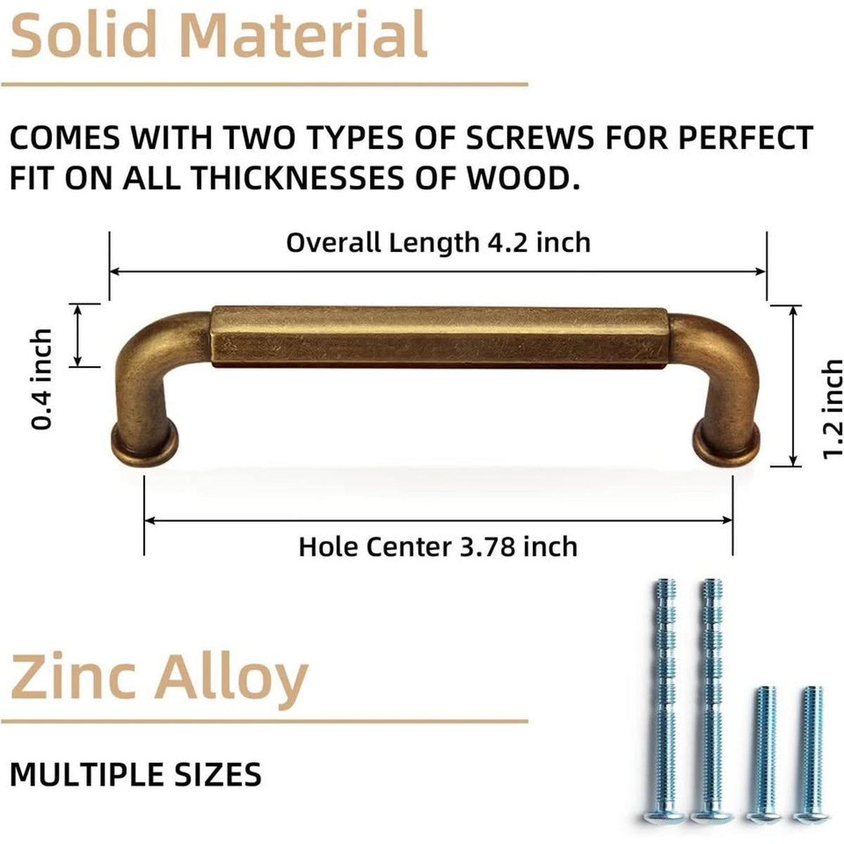 Goo-Ki 6 Pack 3-3/4 Inch 96mm Hole Center Cabinet Pulls Antique Brass Zinc Alloy