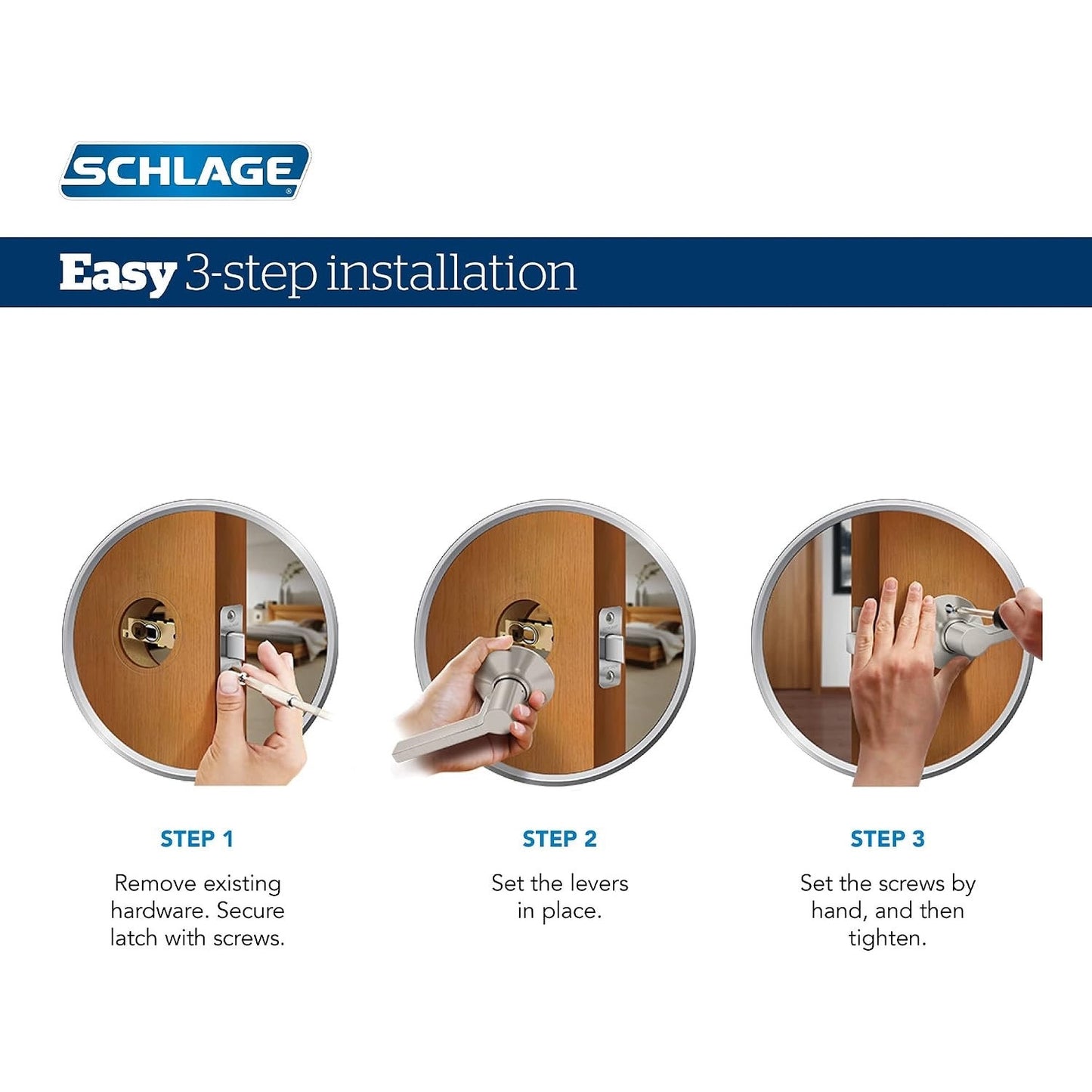 Schlage F10 V FLA 605 Flair Door Lever, Hall & Closet Passage Lock, Bright Brass