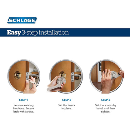 Schlage F10 V FLA 605 Flair Door Lever, Hall & Closet Passage Lock, Bright Brass