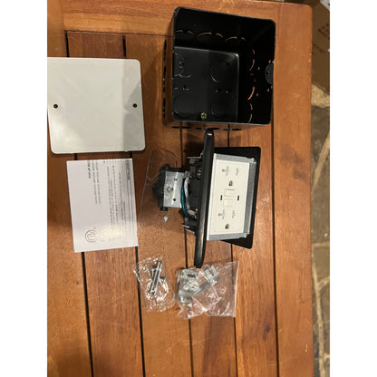 GFCI Pop Up Floor Electrical Outlet Cover Box Kit-Black