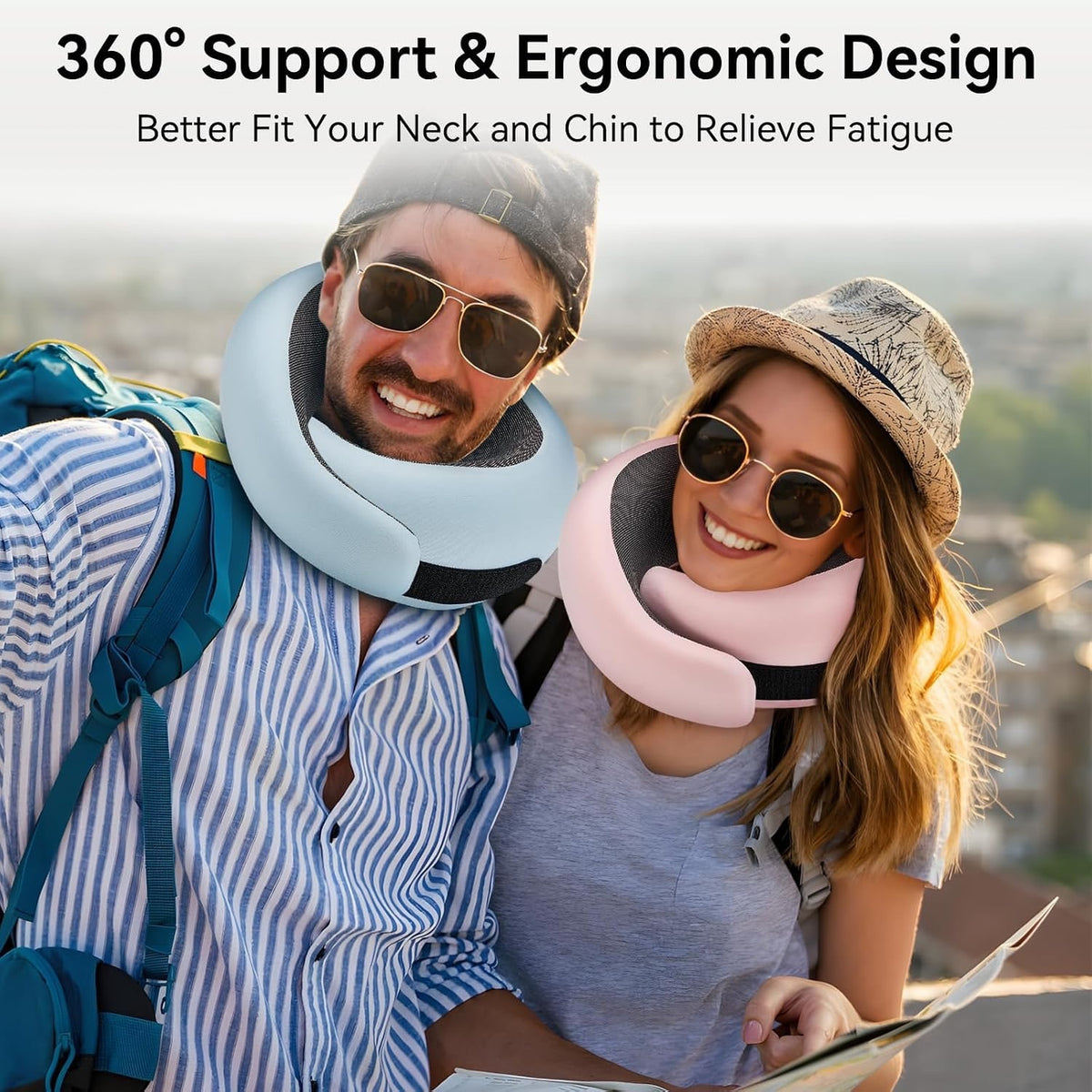 WANDER+ Memory Foam Travel Neck Pillow - Purple