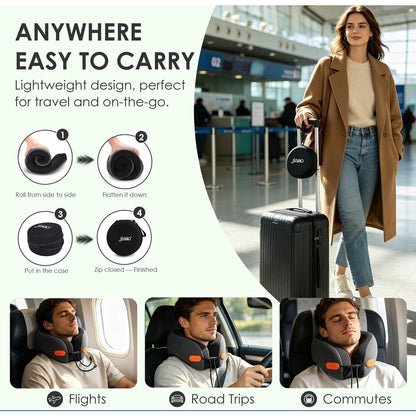Jiaao Neck Travel Pillow Memory Foam 360° Neck Support Pillows For Airplane