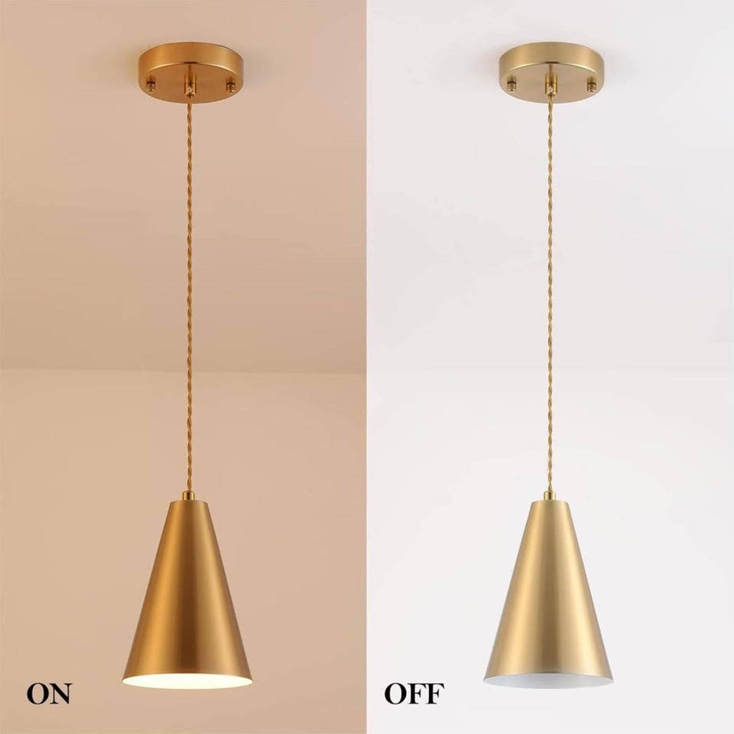 Dijiahua Brass Pendant Lights Kitchen Island,Gold Dining Room Light FixturesOver