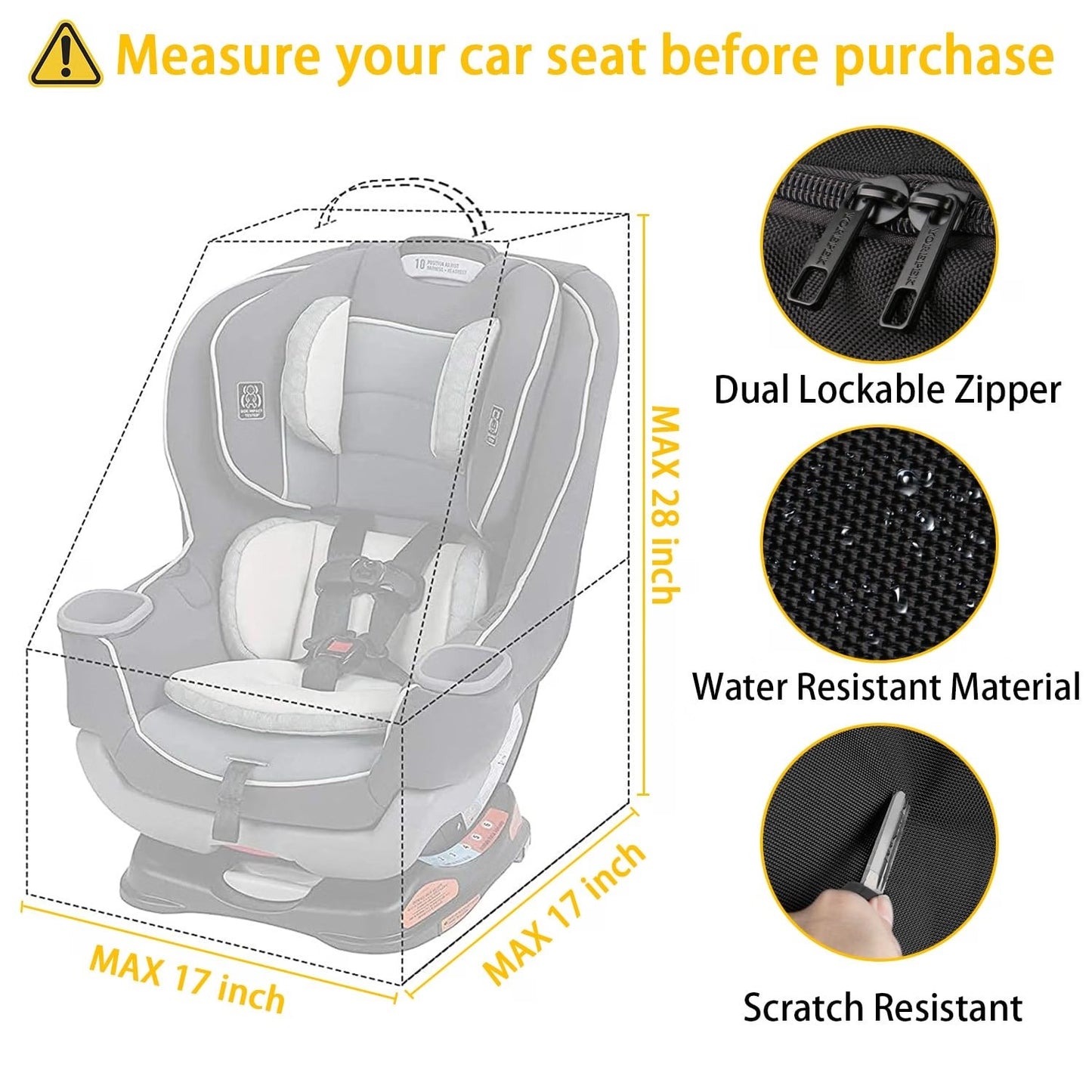 YOREPEK Padded Car Seat Travel Bag Backpack, Toddler Travel Essentials
