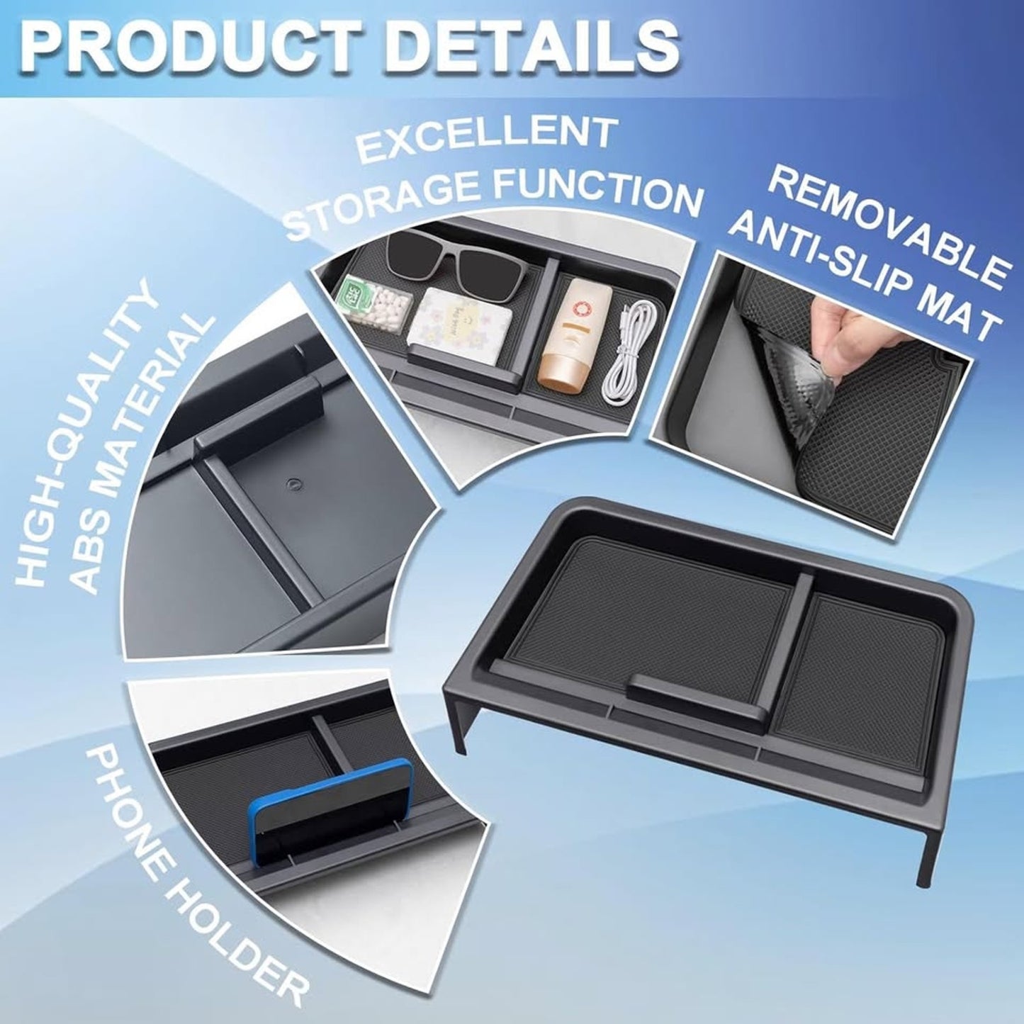 TOPINSTALL 2025 New Dash Tray Phone Holder Compatible With 2025 Toyota Sienna 12.3" Screen, Dashboard Hidden Storage Organizer Behind Screen Tissue Sunglasses Holder(Not For LE Trim With 8" Screen).