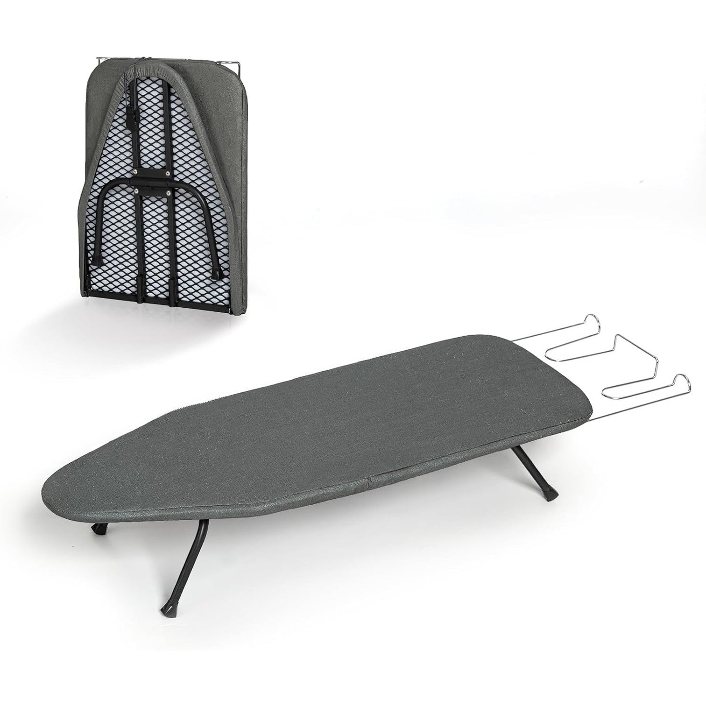 Small Ironing Board Tabletop, RAINHOL Compact Portable Iron Board Foldable With Cover And Pad, Countertop Mini Ironing Table For Travel And Space Saving, 31"X12", Black.