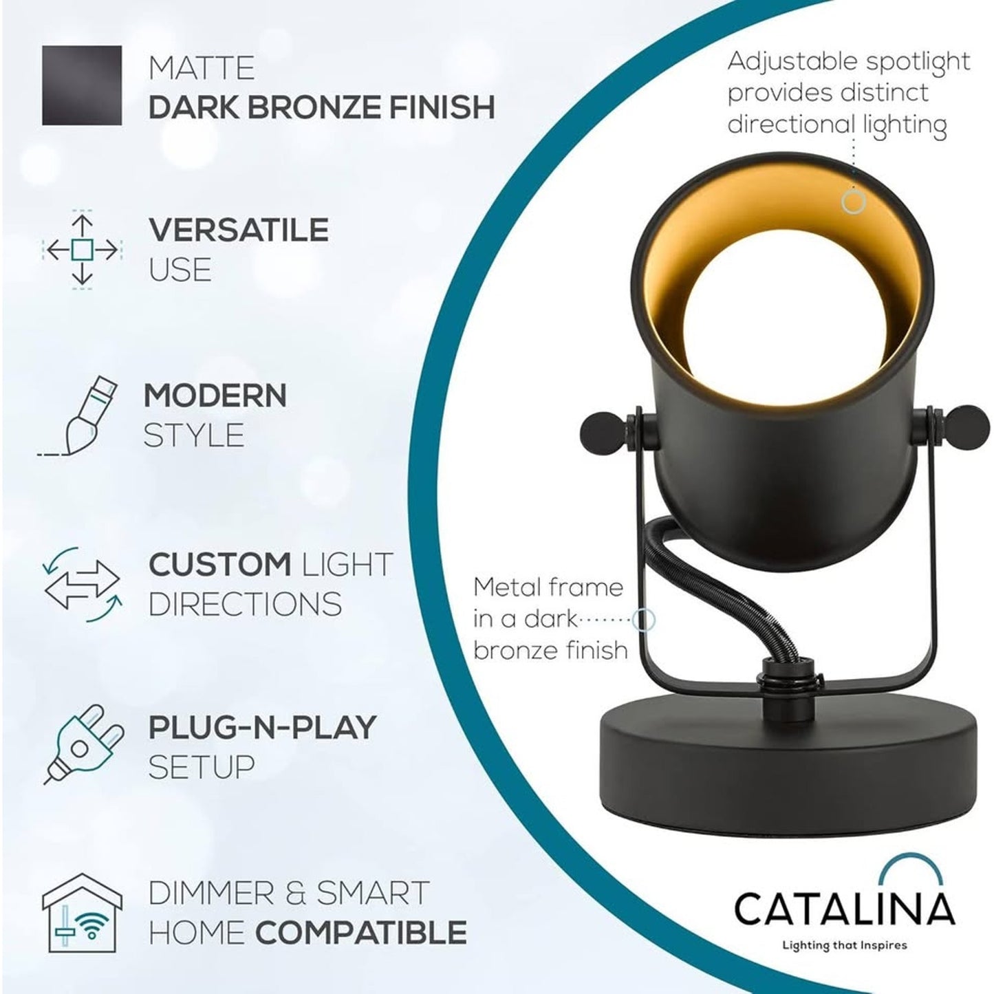 Catalina Lighting 24291-000 Multipurpose Spotlight Accent7.5", Metallic Black