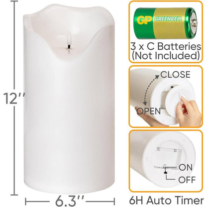 Homemory 6.3" X 12" Extra Large Outdoor Waterproof Candle With Auto 6-Hour