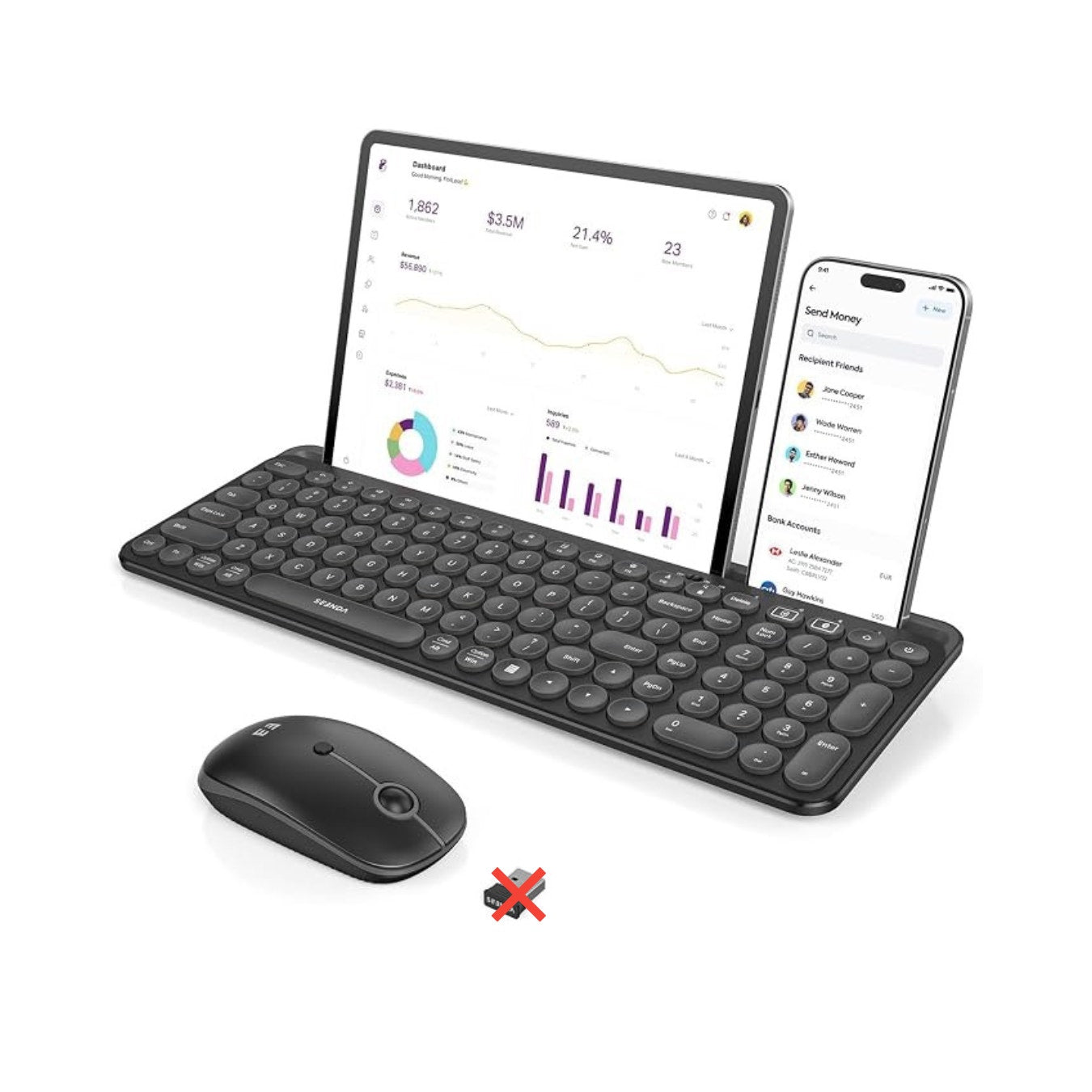 Seenda Bluetooth Keyboard And Mouse For IPad, CTU-301 Wireless Multi-Black
