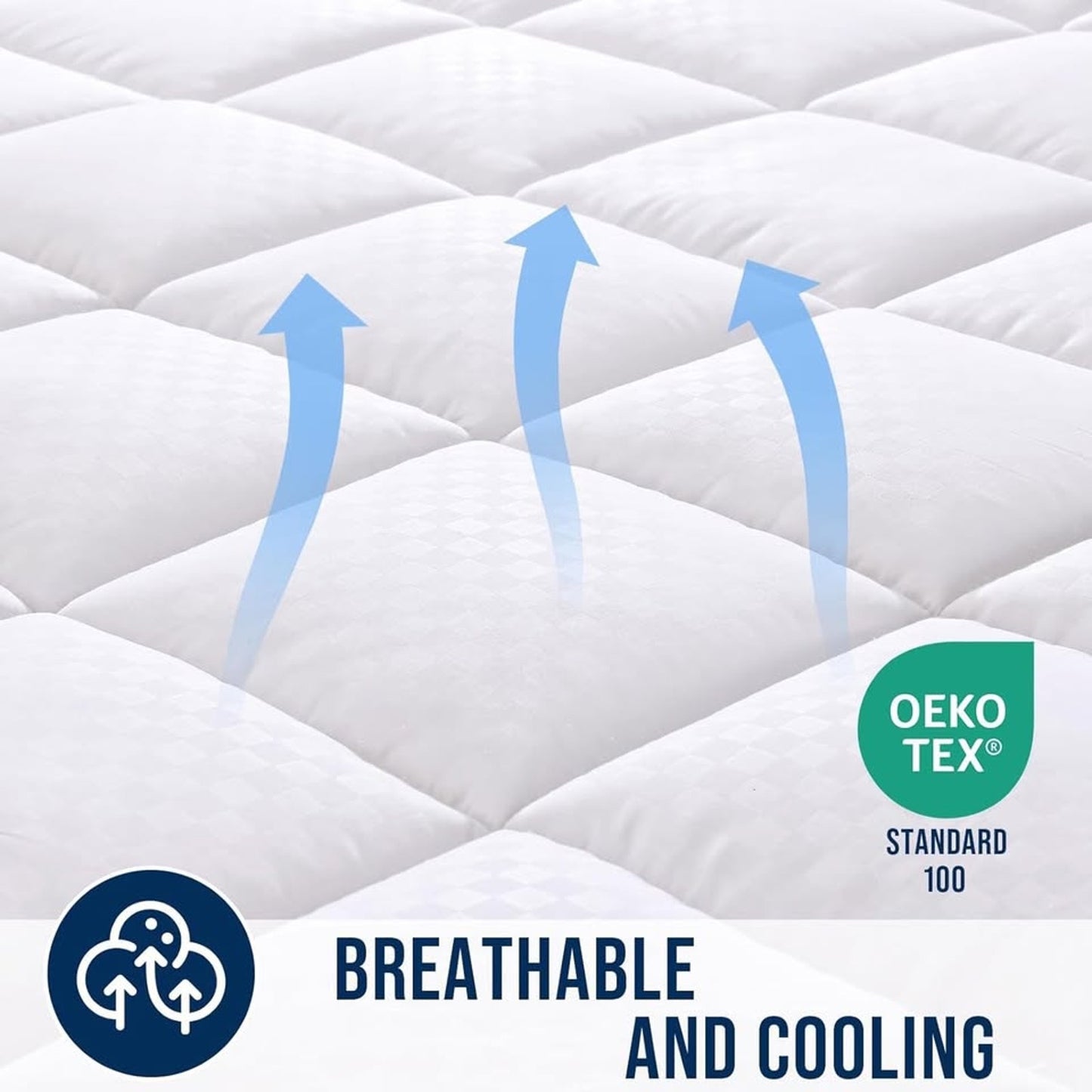 OLANLY Full Quilted Fitted Mattress Pad, Elastic Fitted Mattress Topper-White