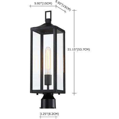 Faymart Lighting 21.3 Inch Outdoor Lamp Post Light Fixture Dusk To Dawn - Residential Sidewalk Lamp Post Sconce Dusk To Dawn Outside Pole Lantern For House Outdoor Column Light, E26 - Black