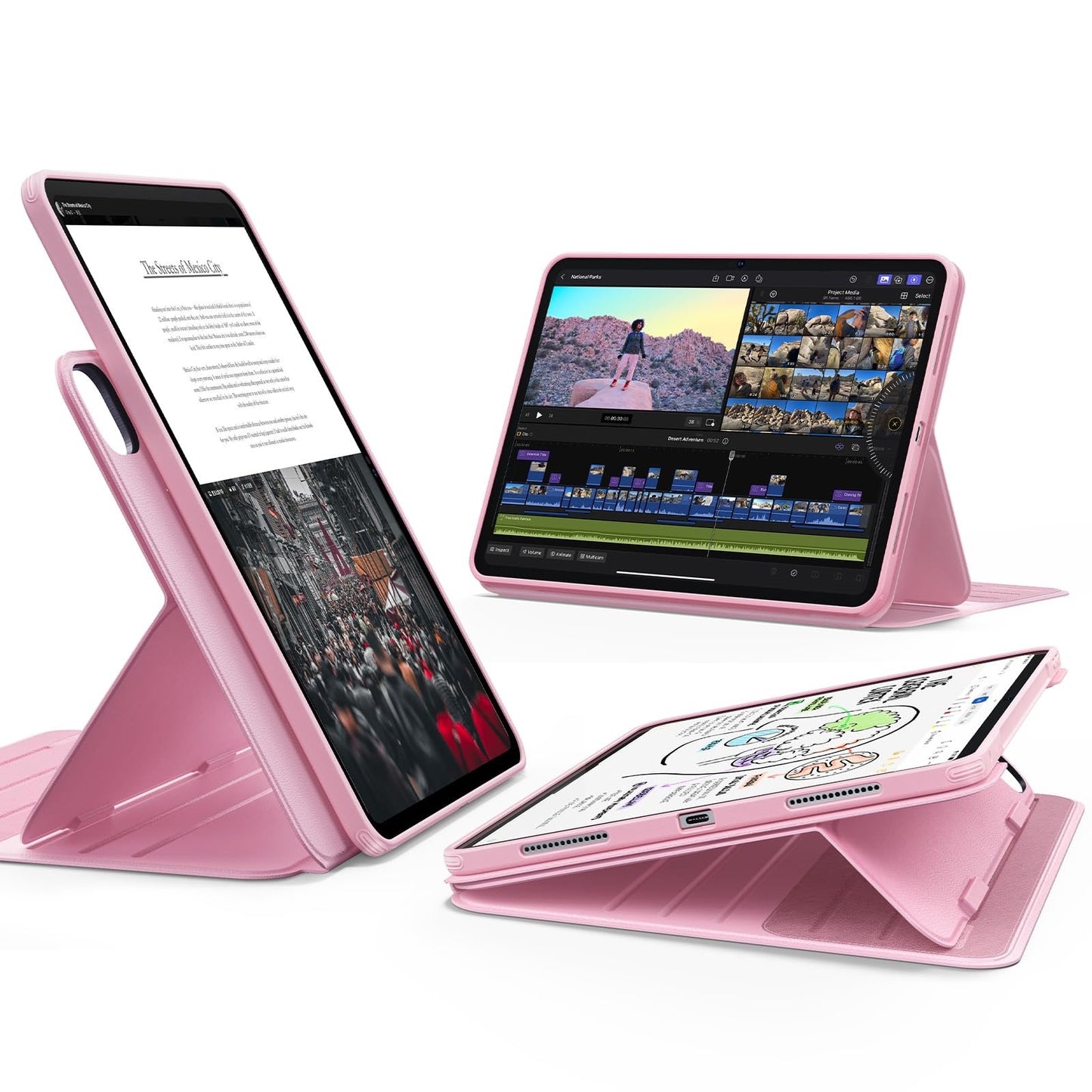 ESR For IPadPro 13 Inch Case (M5/M4) 2025/2024,Rotating Case With Removable-Pink