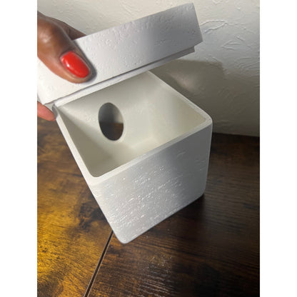 Hymmah Tray Tissue Box Cover Holder Unique Cube Design Tissue Dispenser-White