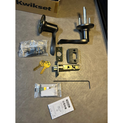 Kwikset Balboa Entry Door Handle With Lock And Key, Secure Keyed-Brown