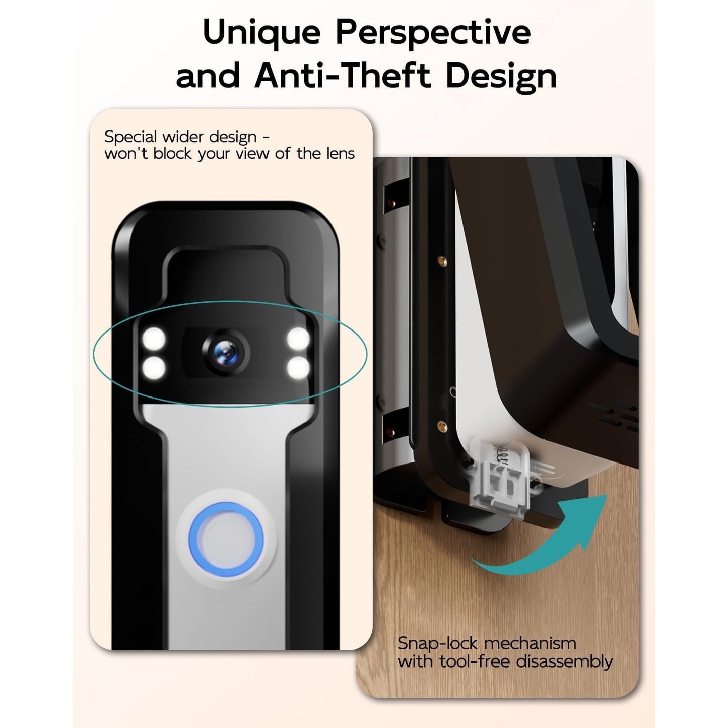 ZUMIMALL Adjustable Angle Video Doorbell Mount, Adjust 90 Degrees Wireless Camera Doorbell Bracket Holder For Home Apartment Office Room, Easy Installation, Suitable For Most Doorbells