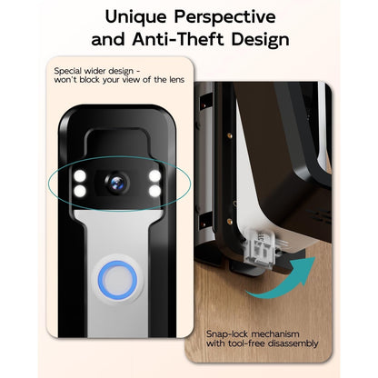 ZUMIMALL Adjustable Angle Video Doorbell Mount, Adjust 90 Degrees Wireless Camera Doorbell Bracket Holder For Home Apartment Office Room, Easy Installation, Suitable For Most Doorbells