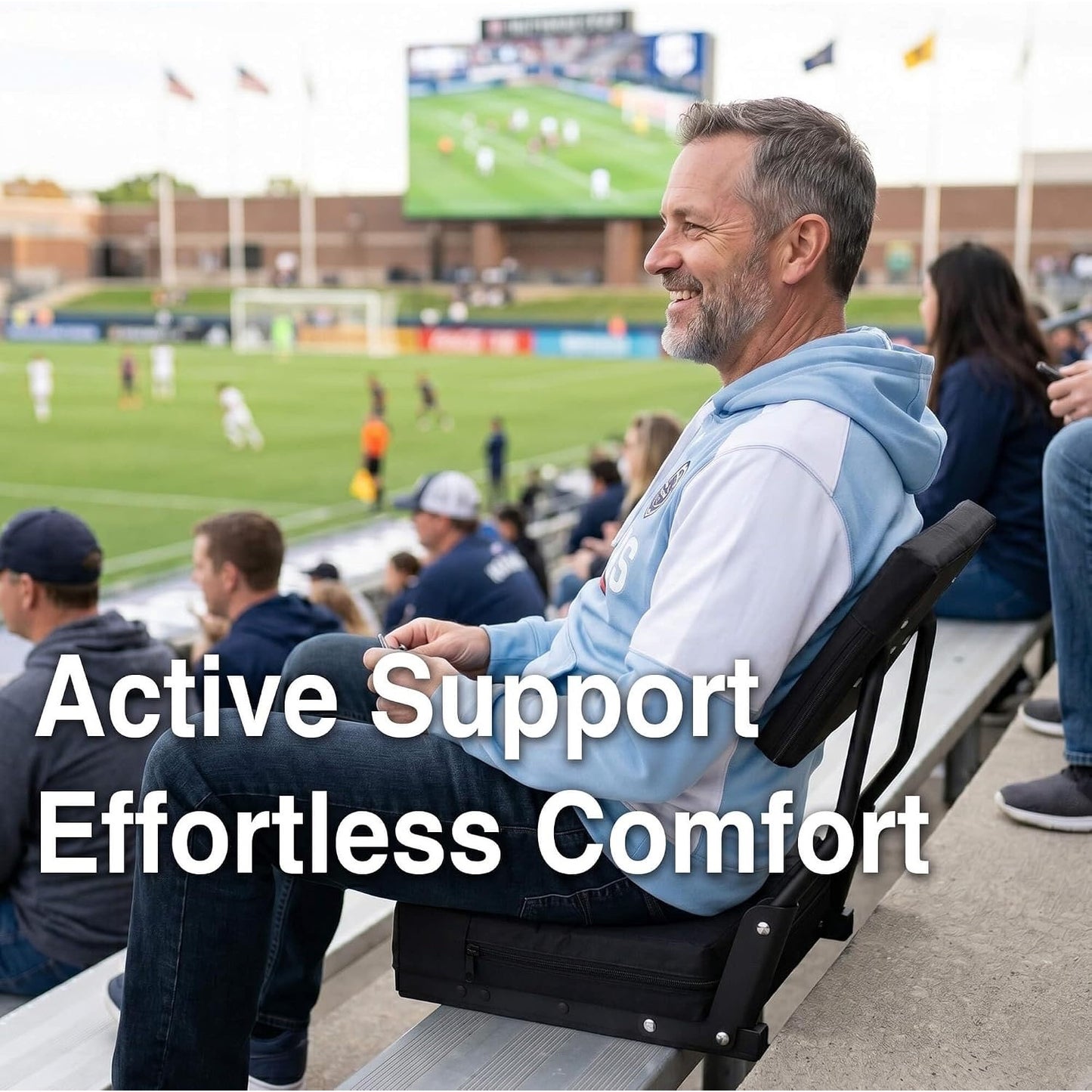 HUTMANG Swivel Backrest Stadium Seat, High-Density Cushion Bleacher Chair