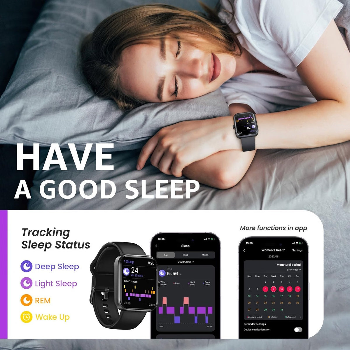 TOZO Smart Watch For Men Women For IPhone&Android, 1.83" Fitness Tracker-Black