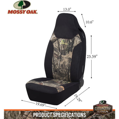 Mossy Oak High Back Camo Seat Covers, Airbag Compatible, Large Size To Fit Truck Seats - Made With Cotton & Suede Fabric - Official Licensed Product.