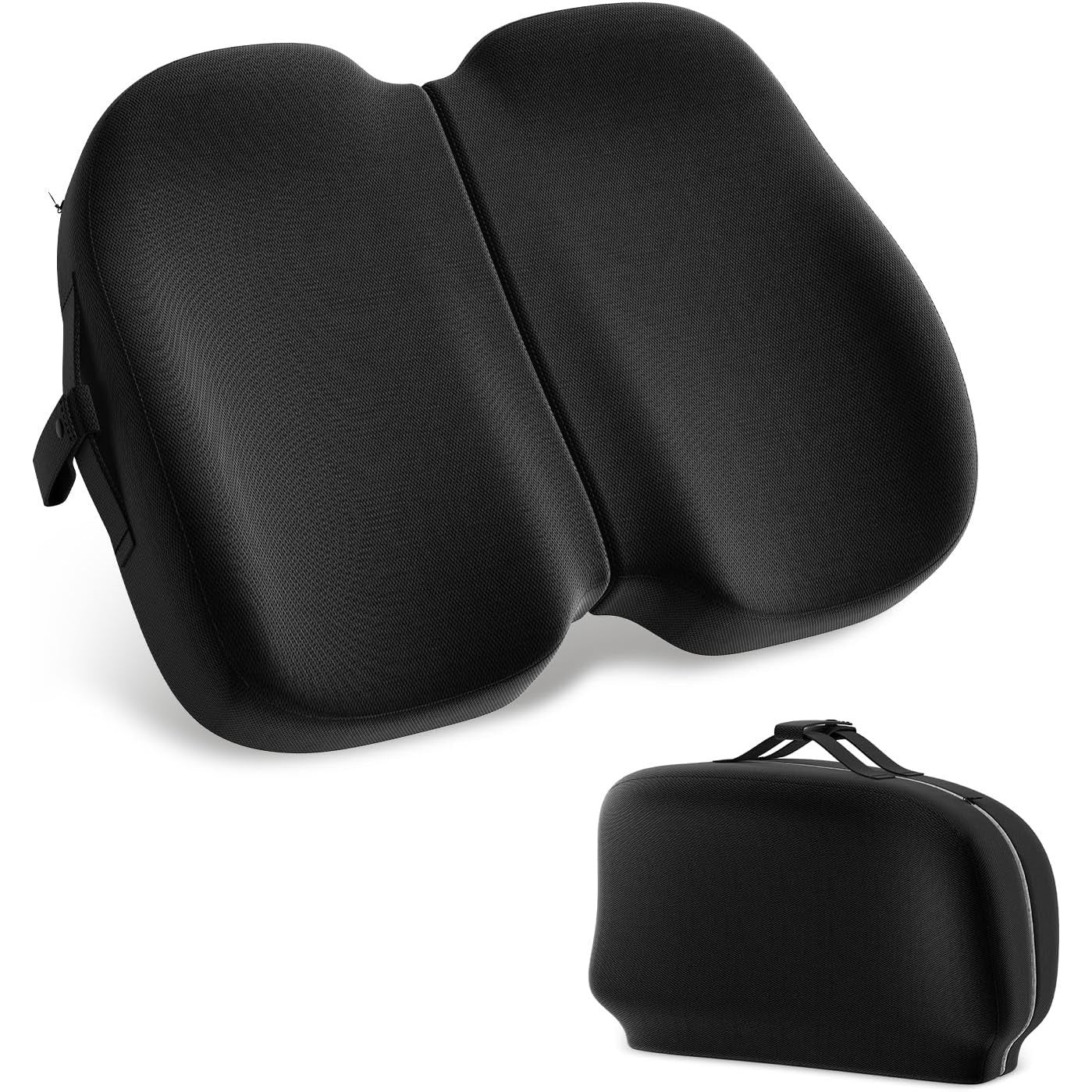 A-Pce Foldable Travel Seat Cushion-With Built-In Handles?Memory Foam Cushions For Relief Of Lower Back, Sciatic, Butt And Tailbone Pain-For Home & Office Use, Perfect For Travel Or Driving-Black