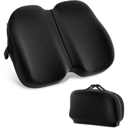 A-Pce Foldable Travel Seat Cushion-With Built-In Handles?Memory Foam Cushions For Relief Of Lower Back, Sciatic, Butt And Tailbone Pain-For Home & Office Use, Perfect For Travel Or Driving-Black