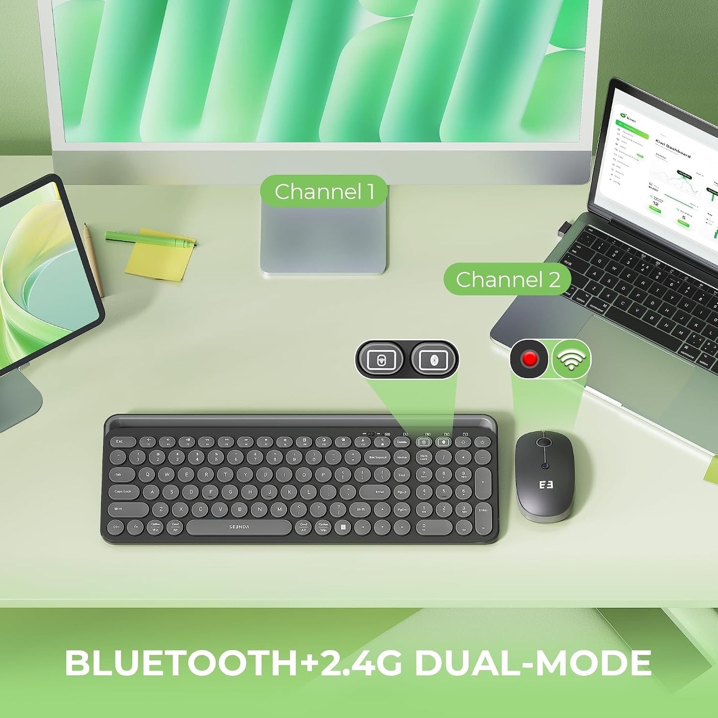 Seenda Bluetooth Keyboard And Mouse For IPad, CTU-301 Wireless Multi-Black