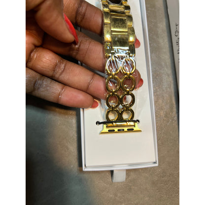 My Pretty Strap- Compatible Apple Watch Band - Stainless Steel IWatch Strap For Women - Adjustable Strap (5.3" - 7") - Series 1-10, SE & Ultra (38/40 41/42/44/45/49) - Gold Gemina.