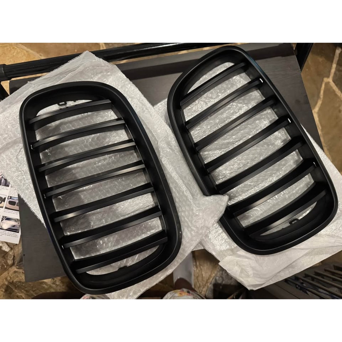 X AUTOHAUX Pair Car Front Grille Matte Black ABS Plastic Hood Kidney-Matte Black