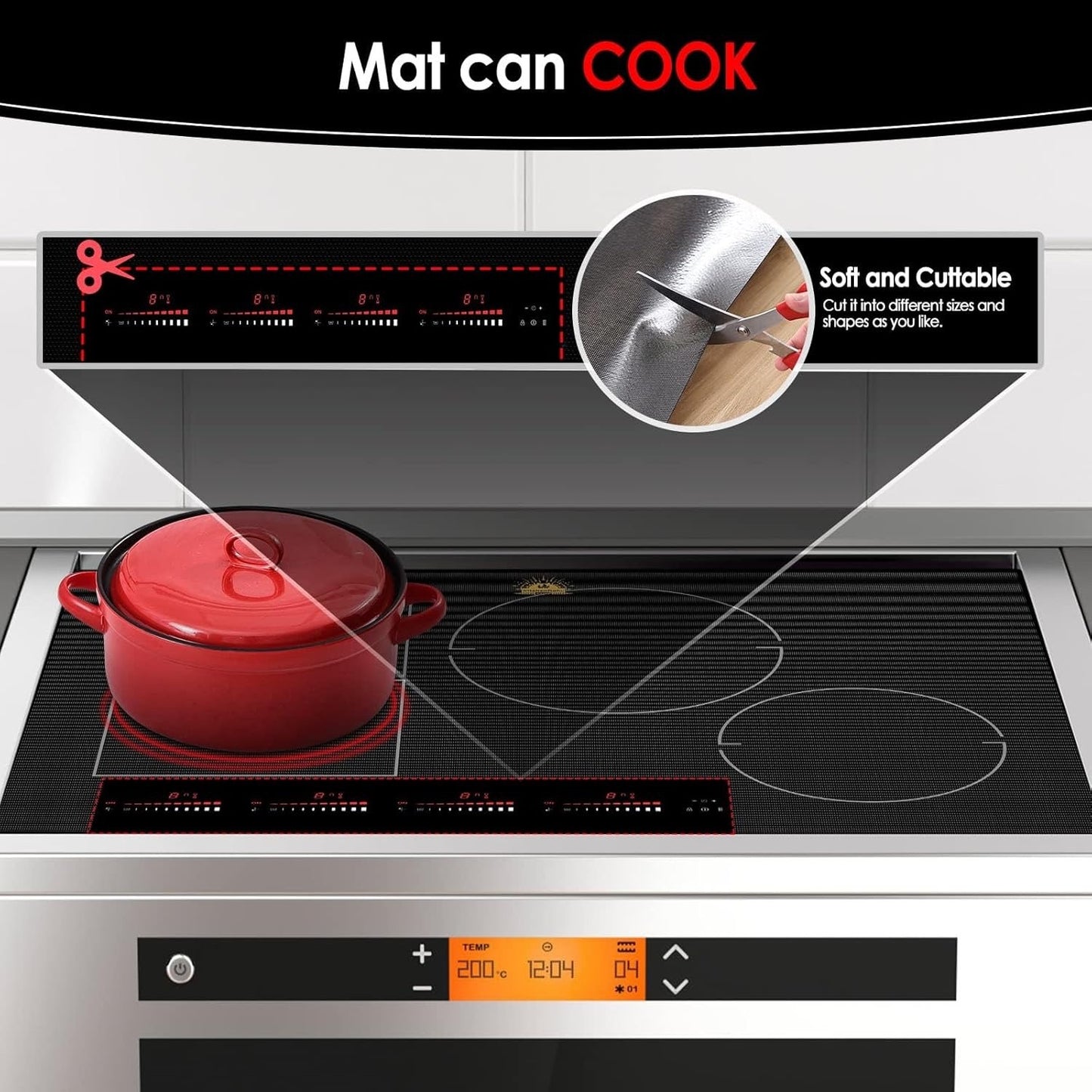 Extra - Large Translucent Induction Cooktop Protector Cover Mat 20.4" (TSMGTS8)