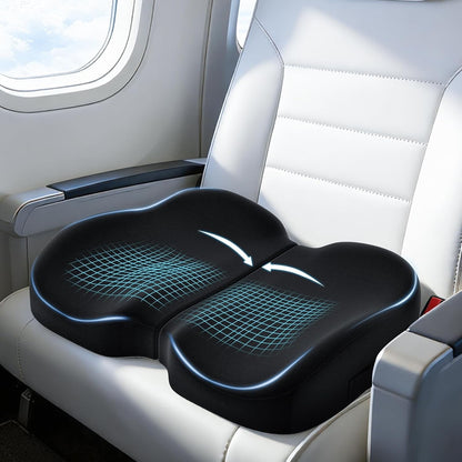 A-Pce Foldable Travel Seat Cushion-With Built-In Handles?Memory Foam Cushions For Relief Of Lower Back, Sciatic, Butt And Tailbone Pain-For Home & Office Use, Perfect For Travel Or Driving-Black
