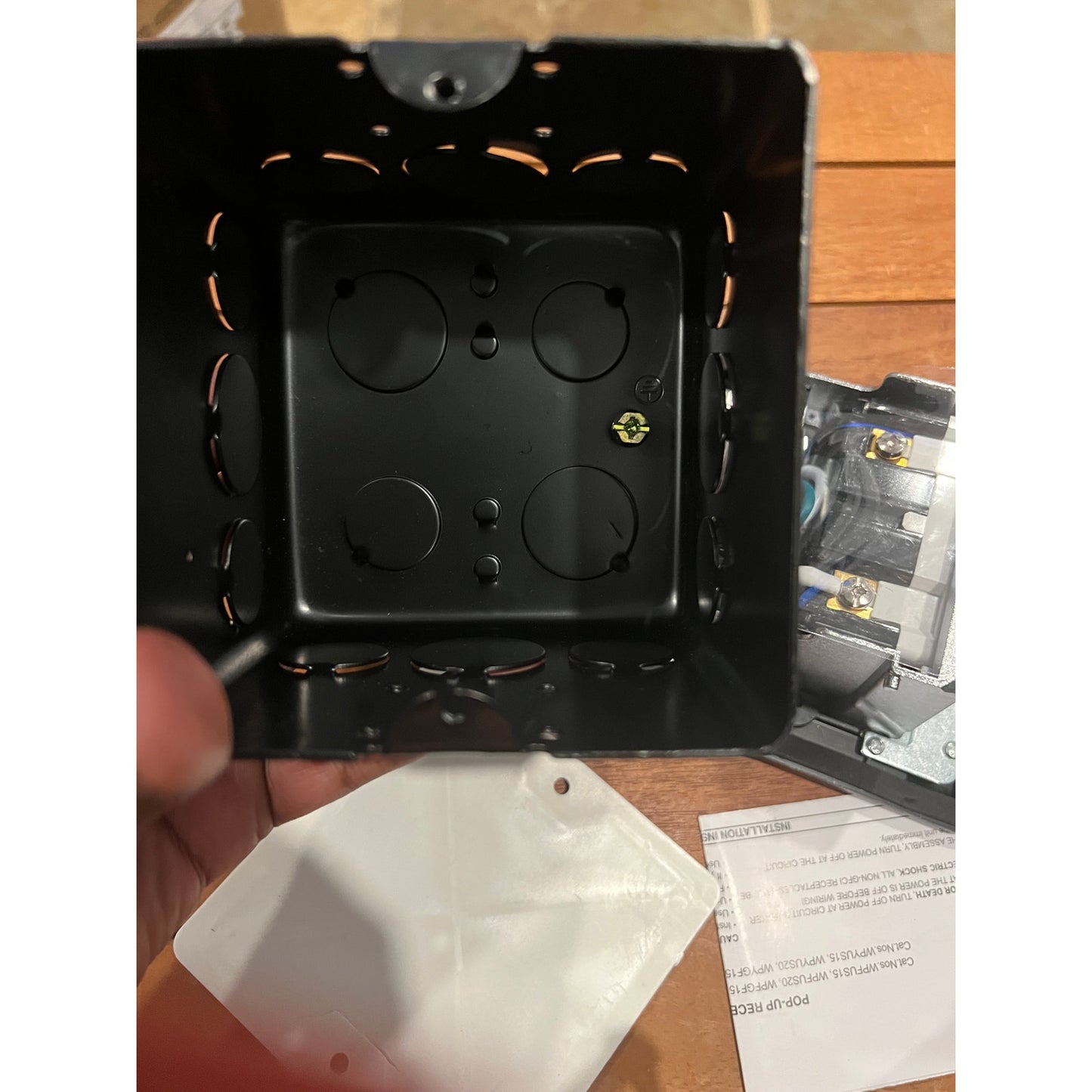 GFCI Pop Up Floor Electrical Outlet Cover Box Kit-Black