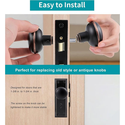 Newliplace Vintage Style Door Knob Set With Spindle, Antique Door Knob-Black 1pc