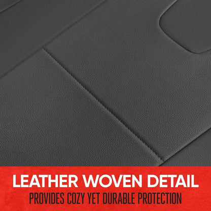 Motor Trend Faux Leather Car Seat Covers, 2 Piece Set – Premium Car Seat Cushions For Front Seats, Padded Car Seat Protectors With Storage Pocket, Seat Covers For Cars Trucks SUV (Black)