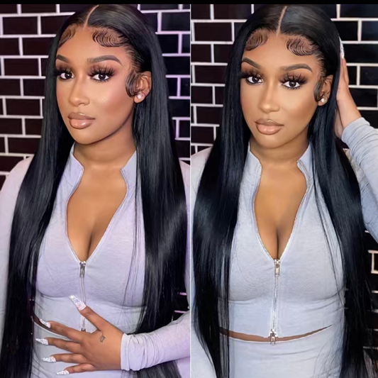 13x4  Straight Full Frontal Lace Wigs Transparent Lace Small Cap Human Hair 20"~24" 210% Density