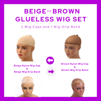 Velvet Non Slip 3 Pcs Set Wig Bands Adjustable Velcro Band Swiss Lace Includes 2 Wig Caps