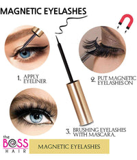 Magnetic Eyelashes 3 Pair w/Liner & Lash Applicator Tool The Boss Hair 15