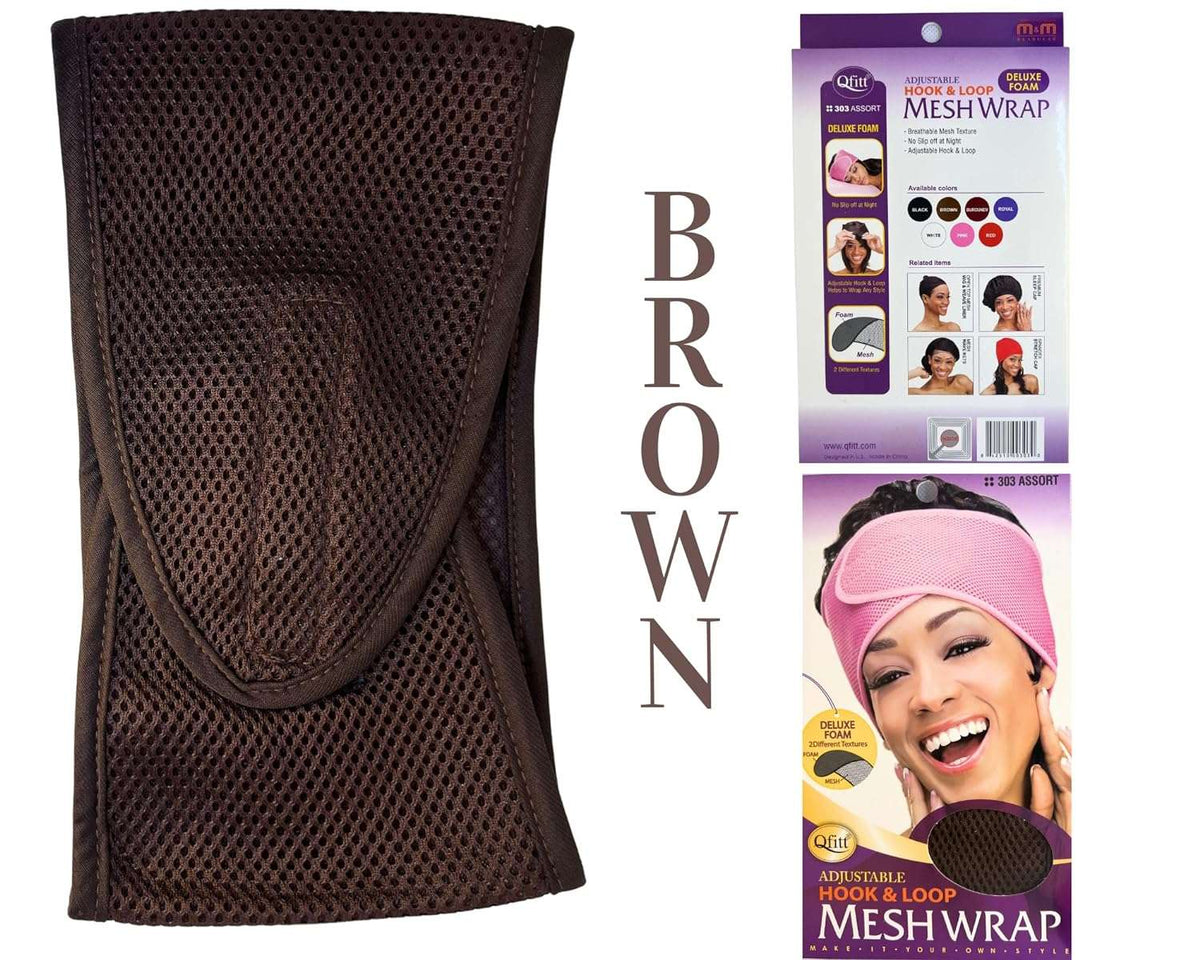 Qfitt Foam Deluxe Adjustable Mesh Headband Head Wrap Hair Scarf Night Cap (Black) (Amazon) The Boss Hair 14