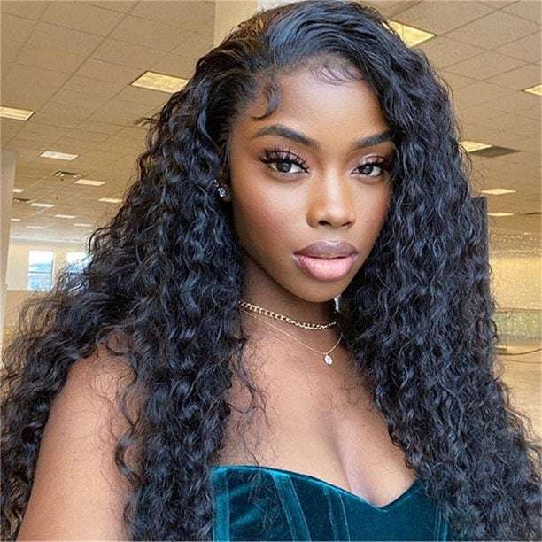 Transparent 18" Full Lace Wig Bouncy Deep Wave 150% Density Natural Hairline 100%Human Hair The Boss Hair 220