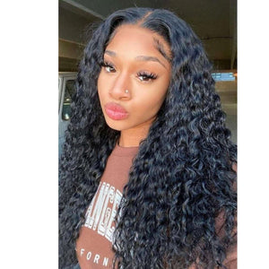 Transparent 18" Full Lace Wig Bouncy Deep Wave 150% Density Natural Hairline 100%Human Hair The Boss Hair 220