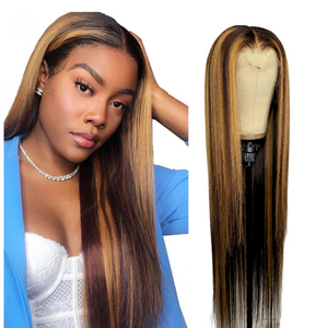 22" Straight 4/27 Highlight Color 13x4 Full Frontal Lace Wig 150%
