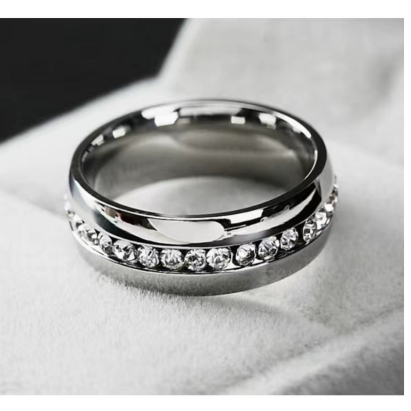 Wedding Band Made Of Titanium Paved A Row Of Shining Zircon Silvery Engagement Ring sizes 10 and 11 (Amazon) The Boss Hair 15
