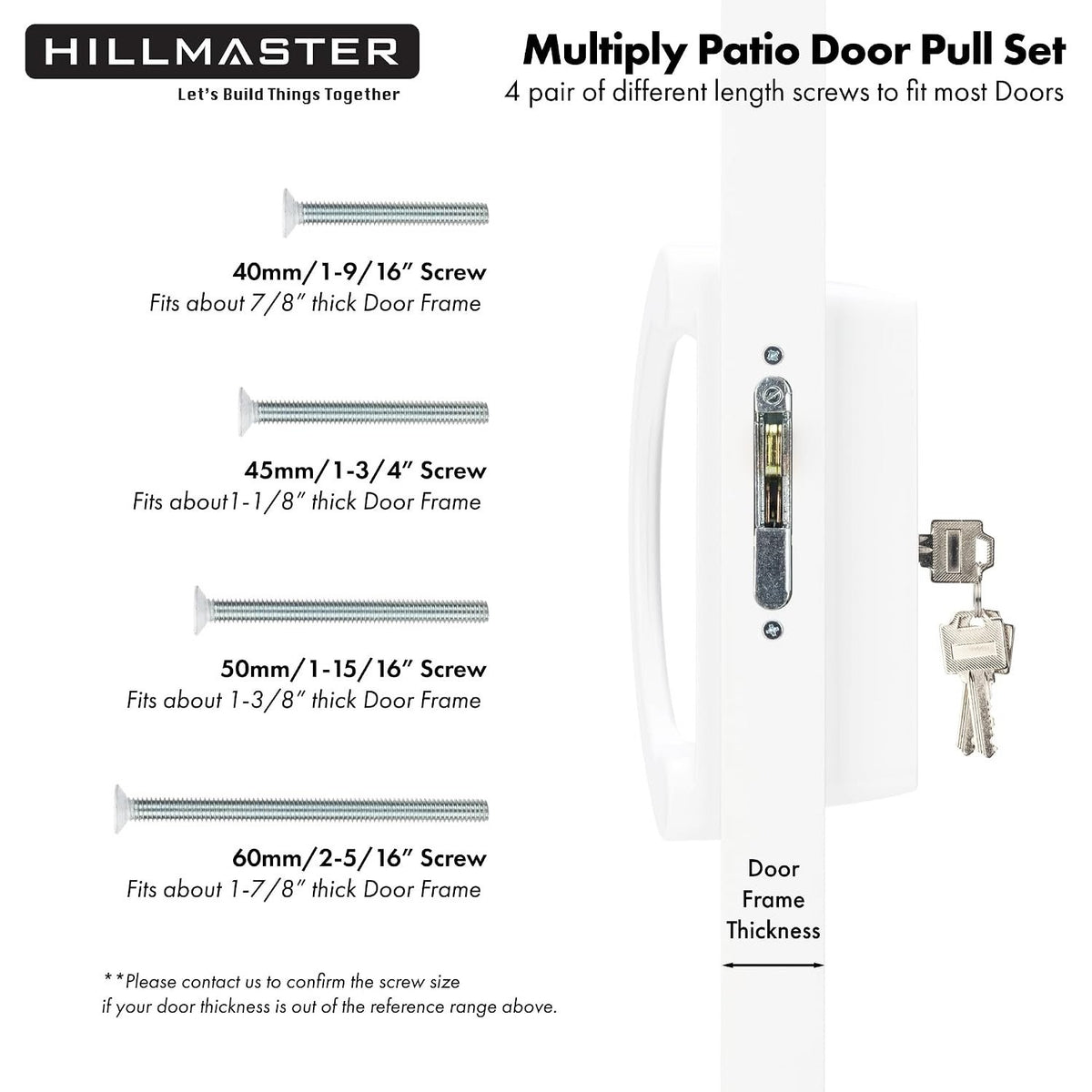 HILLMASTER Sliding Glass Door Handle With Mortise Lock And Key Cylinder,Patio