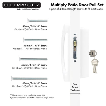 HILLMASTER Sliding Glass Door Handle With Mortise Lock And Key Cylinder,Patio