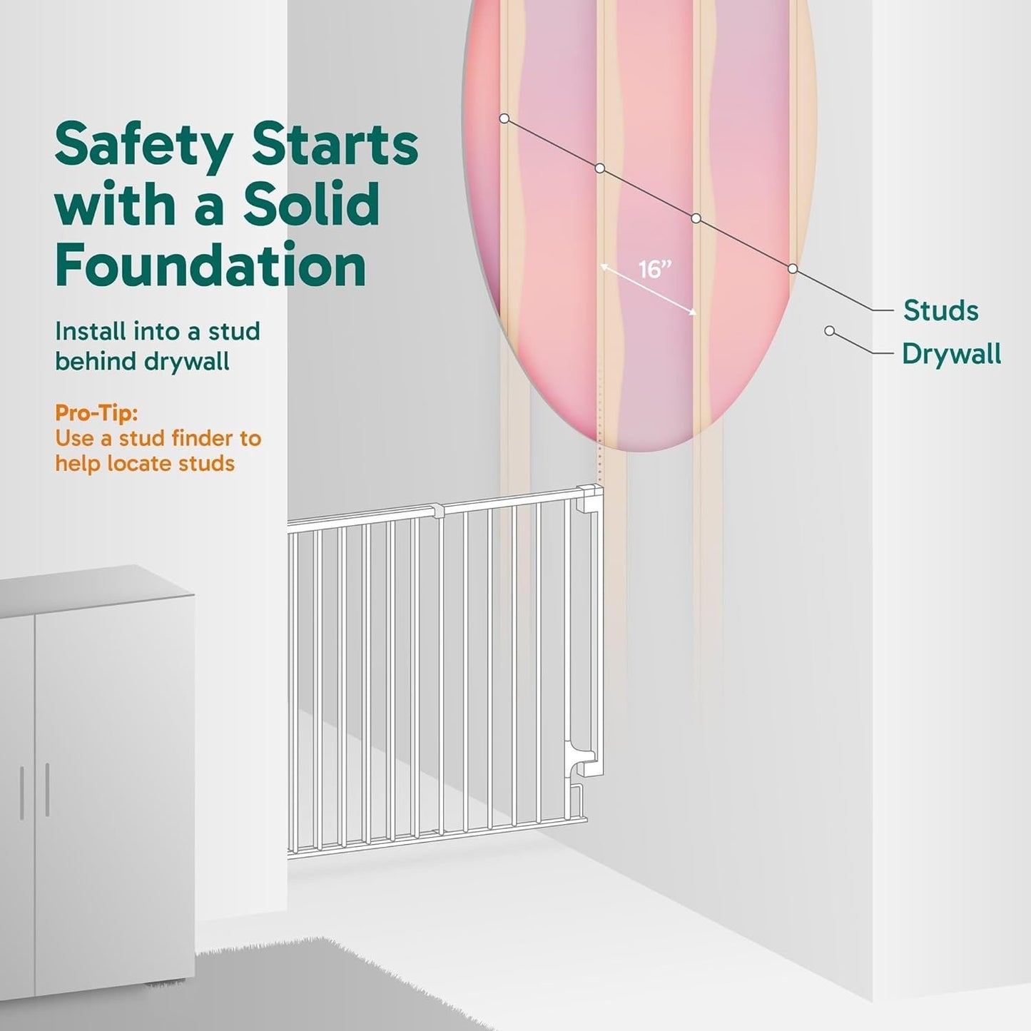 Cumbor 29.2–43" Baby Gate for Stairs, Hardware Mounted (Drill Required) (Brown)